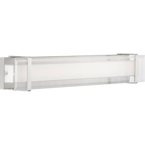 Miter LED Collection 34" Brushed Nickel Clear Glass Luxe Bath Vanity Light