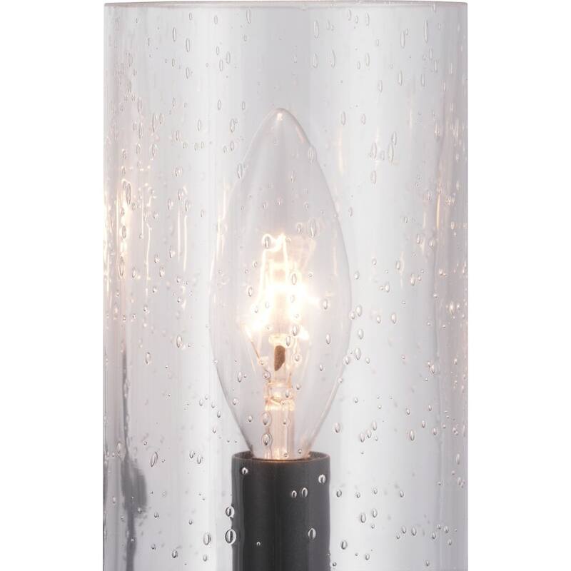 Gresham Collection 9-Light Graphite Clear Seeded Glass Farmhouse Chandelier Light