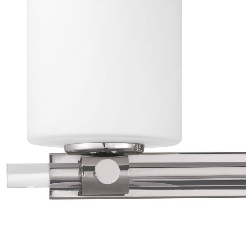 Lisbon Collection 3-Light Polished Nickel Etched Opal Glass Luxe Bath Vanity Light