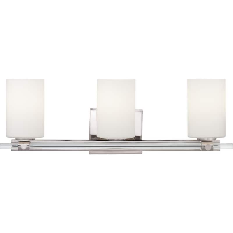 Lisbon Collection 3-Light Polished Nickel Etched Opal Glass Luxe Bath Vanity Light