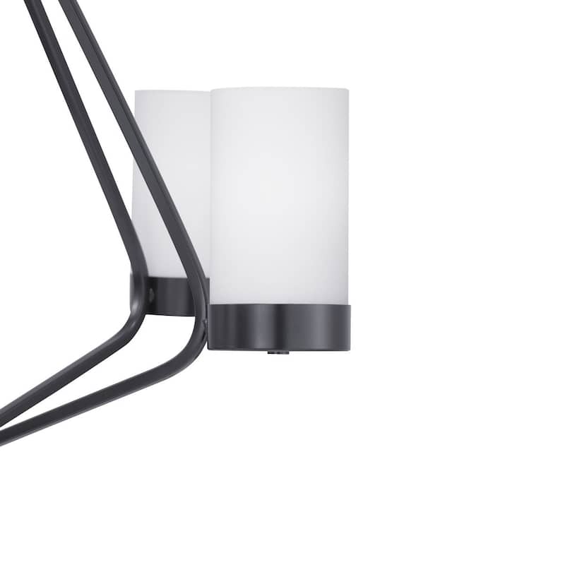 Elevate Collection 5-Light Matte Black Etched White Glass Mid-Century Modern Chandelier Light