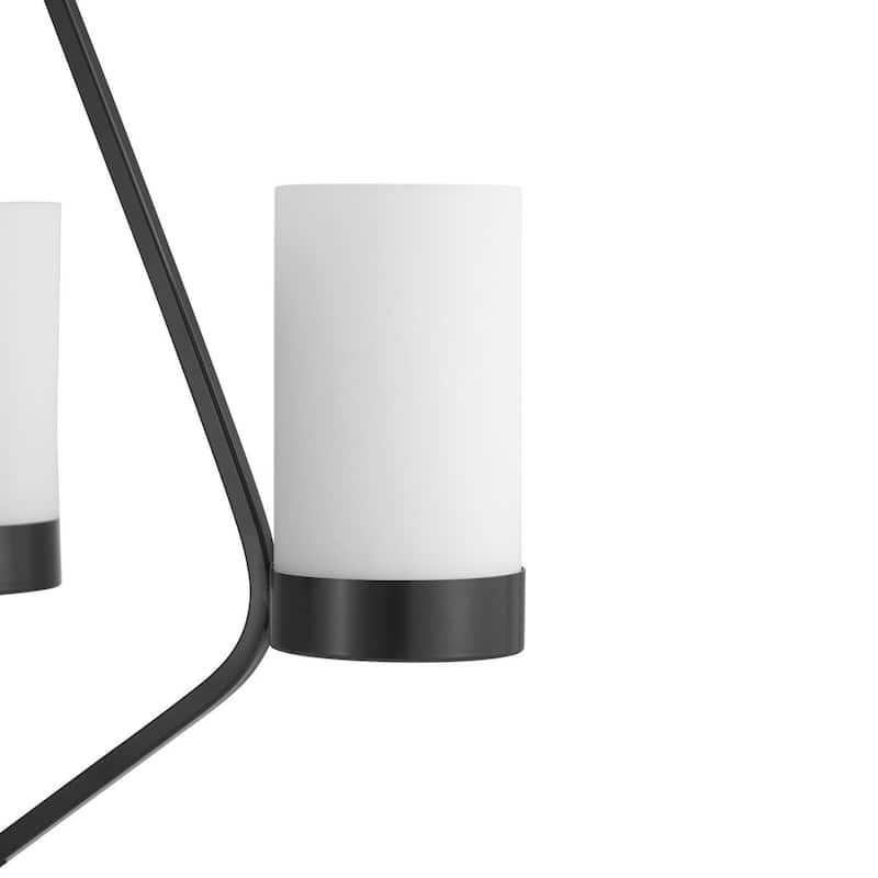 Elevate Collection 3-Light Matte Black Etched White Glass Mid-Century Modern Chandelier Light