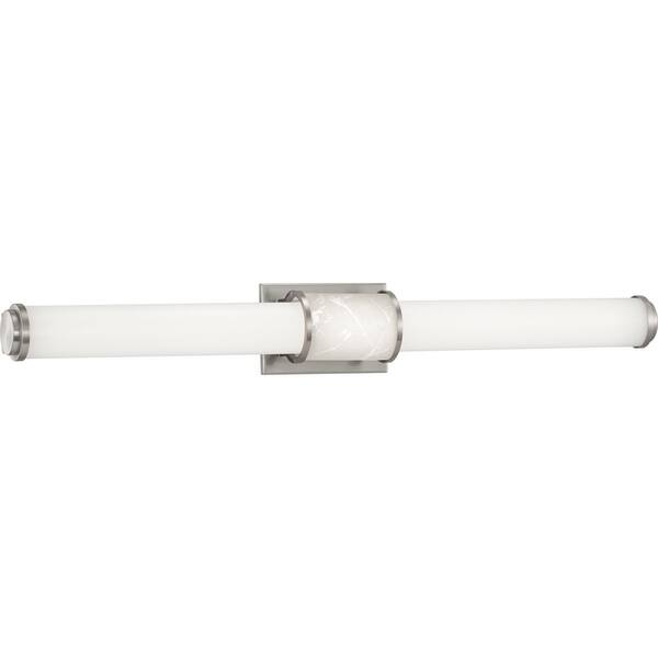slide 2 of 8, Phase 1.2 LED Collection 36" Brushed Nickel White Shade Modern Bath Vanity Light