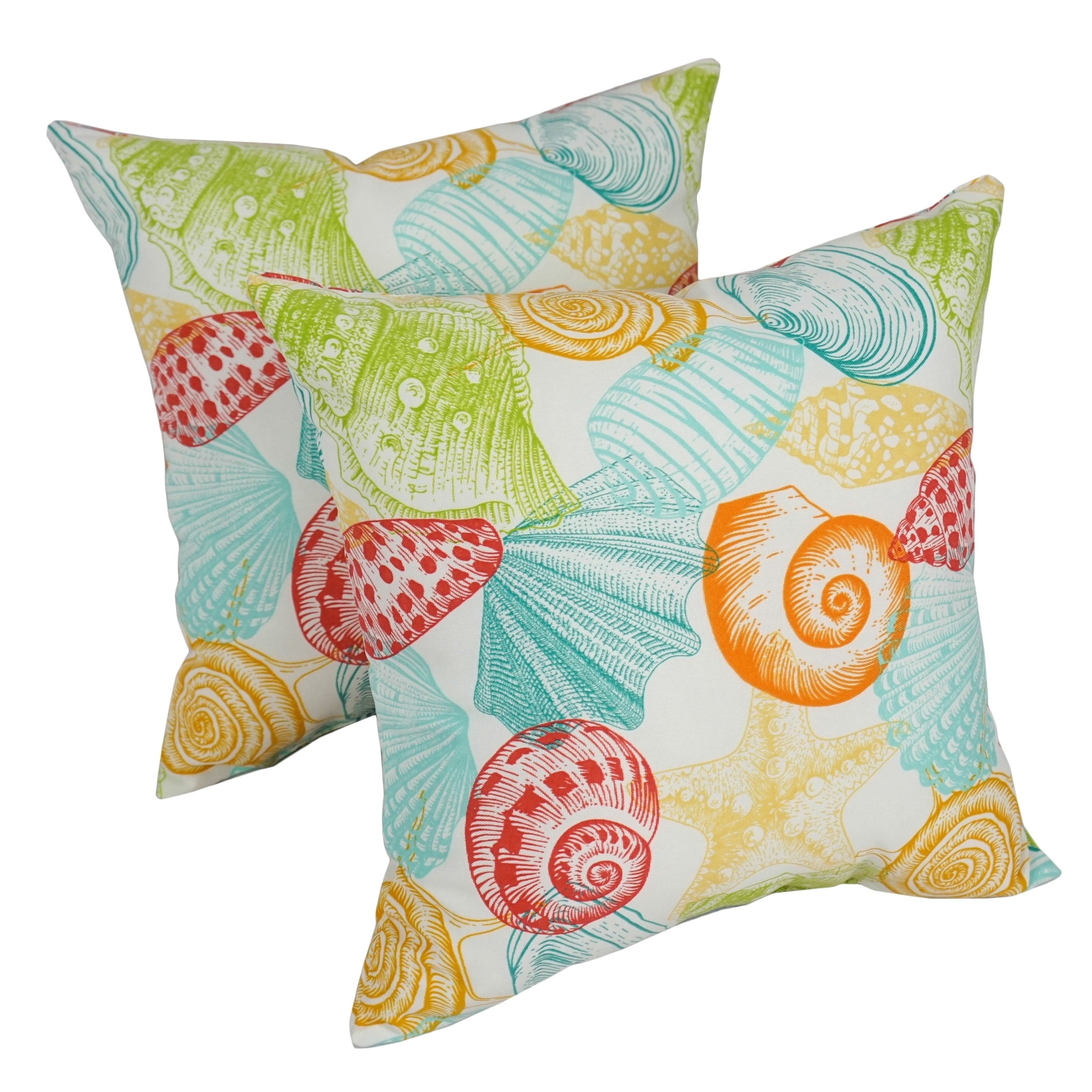Solarium Sea Shell 17 Inch Indoor Outdoor Throw Pillows Set Multi 17 Inch Indoor Outdoor Throw Pillows