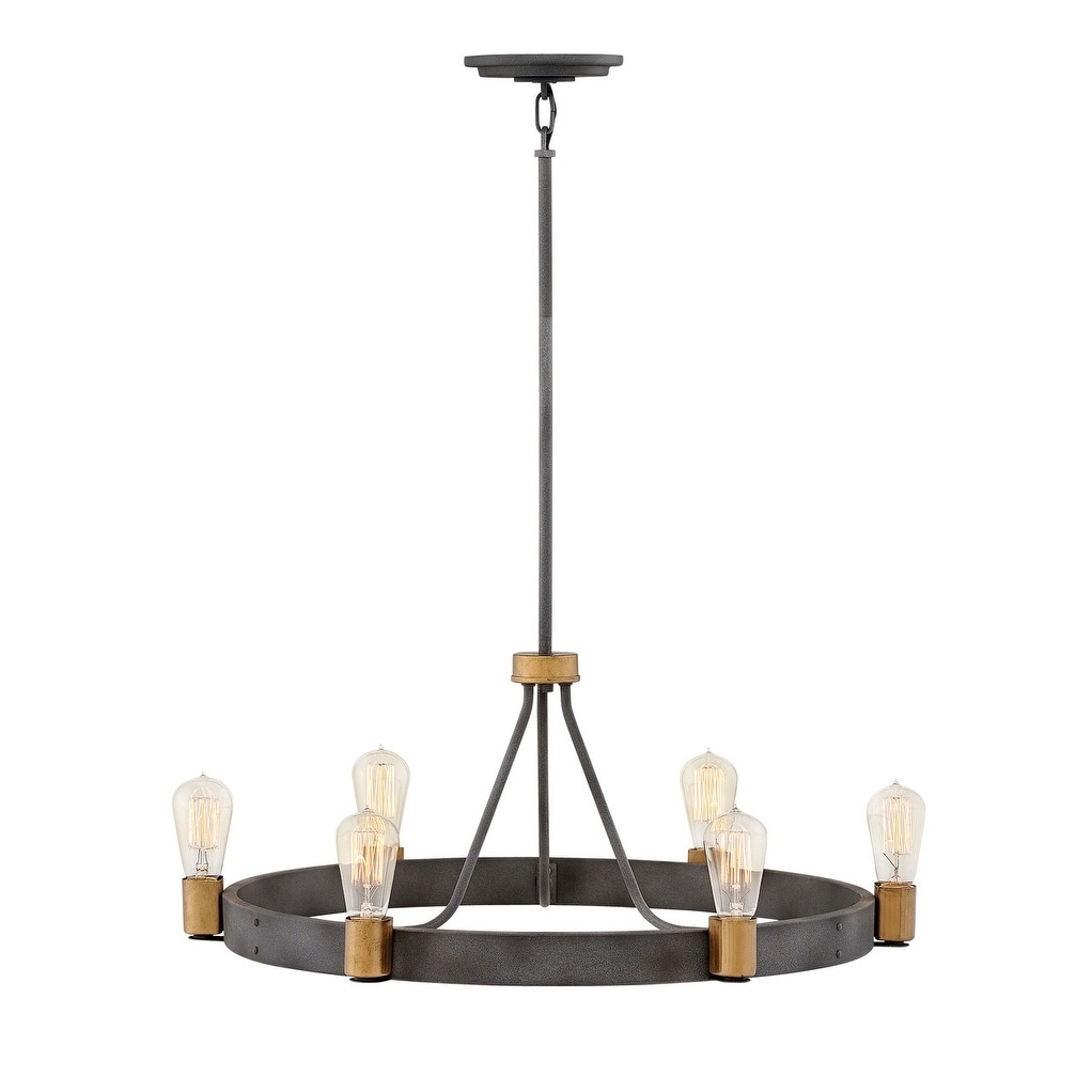Hinkley Silas 6-Light Chandelier in Aged Zinc - Chandeliers For Bedrooms by Overstock.com