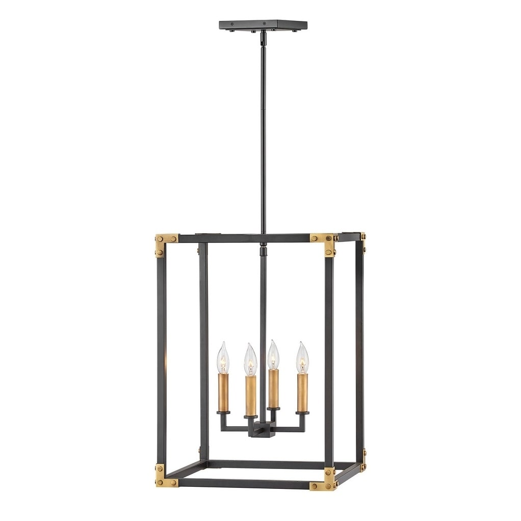 Hinkley Louis 4-Light Chandelier in Satin Black - Chandeliers For Bedrooms by Overstock.com