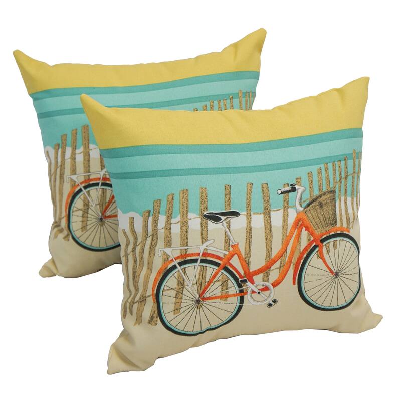 Solarium Bicycle Sunrise 17-inch Indoor/Outdoor Throw Pillows (Set of 2)