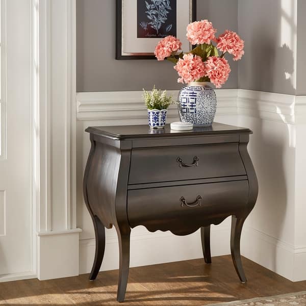 Shop Darlene Antique Black Finish Bombe Nightstand By Inspire Q Classic Overstock 26298336