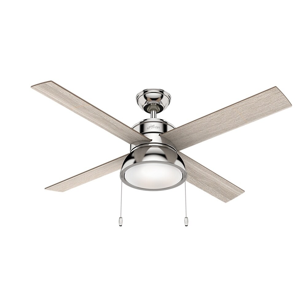 Hunter Fan 52 Loki Polished Nickel W 4 Grey Oak Drftd Oak Rev Blds