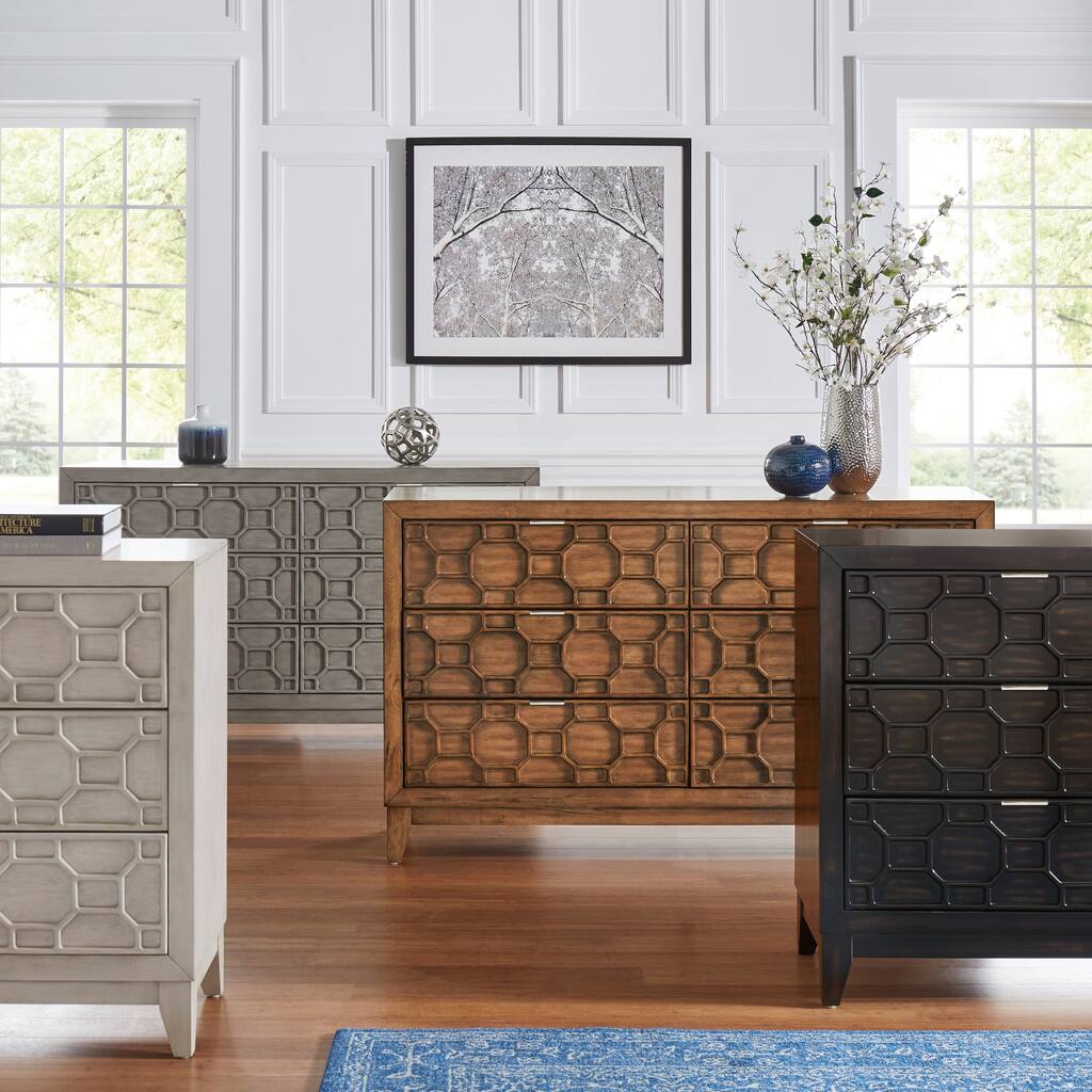 Carson Carrington Falhult Rubberwood Honeycomb Textured Dresser