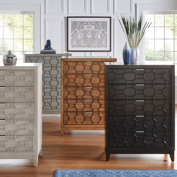 Carson Carrington Falhult Antique Finish Honeycomb Textured Chest