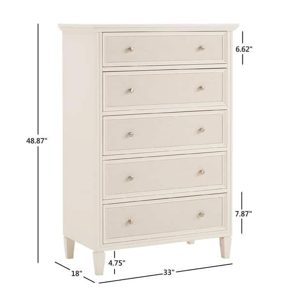 Shop Copper Grove Bons White Finished Beige Linen Faced 5 Drawer