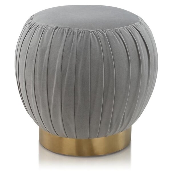 Shop M70 Round Ottoman In Velvet With Gold Cylinder Base 
