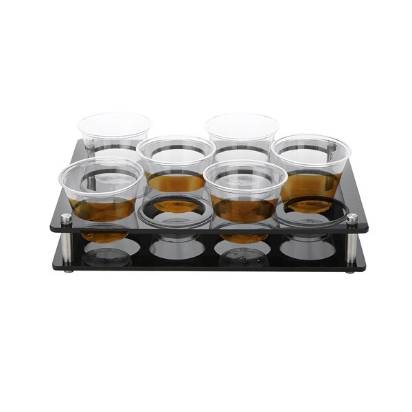 Mind Reader Acrylic 12 Rectangle Slot Cup Glass Holder Tray, Black