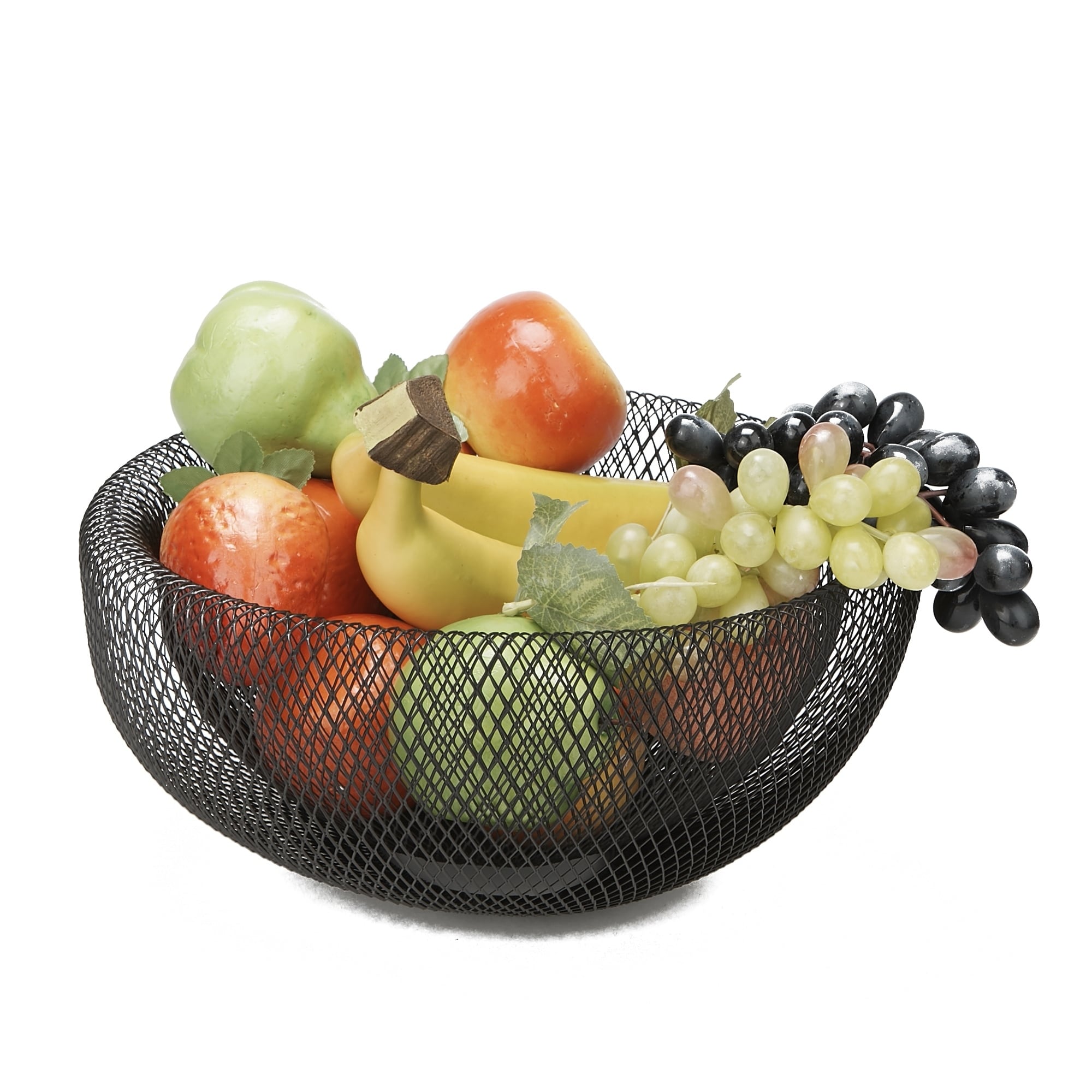 24cm Mesh Fruit Bowl Basket Dinning Table Kitchen Vegetables Fruit Storage Black 