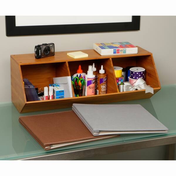 Shop Seville Classics 3 Bin Bamboo Stackable Storage Cubby Box For