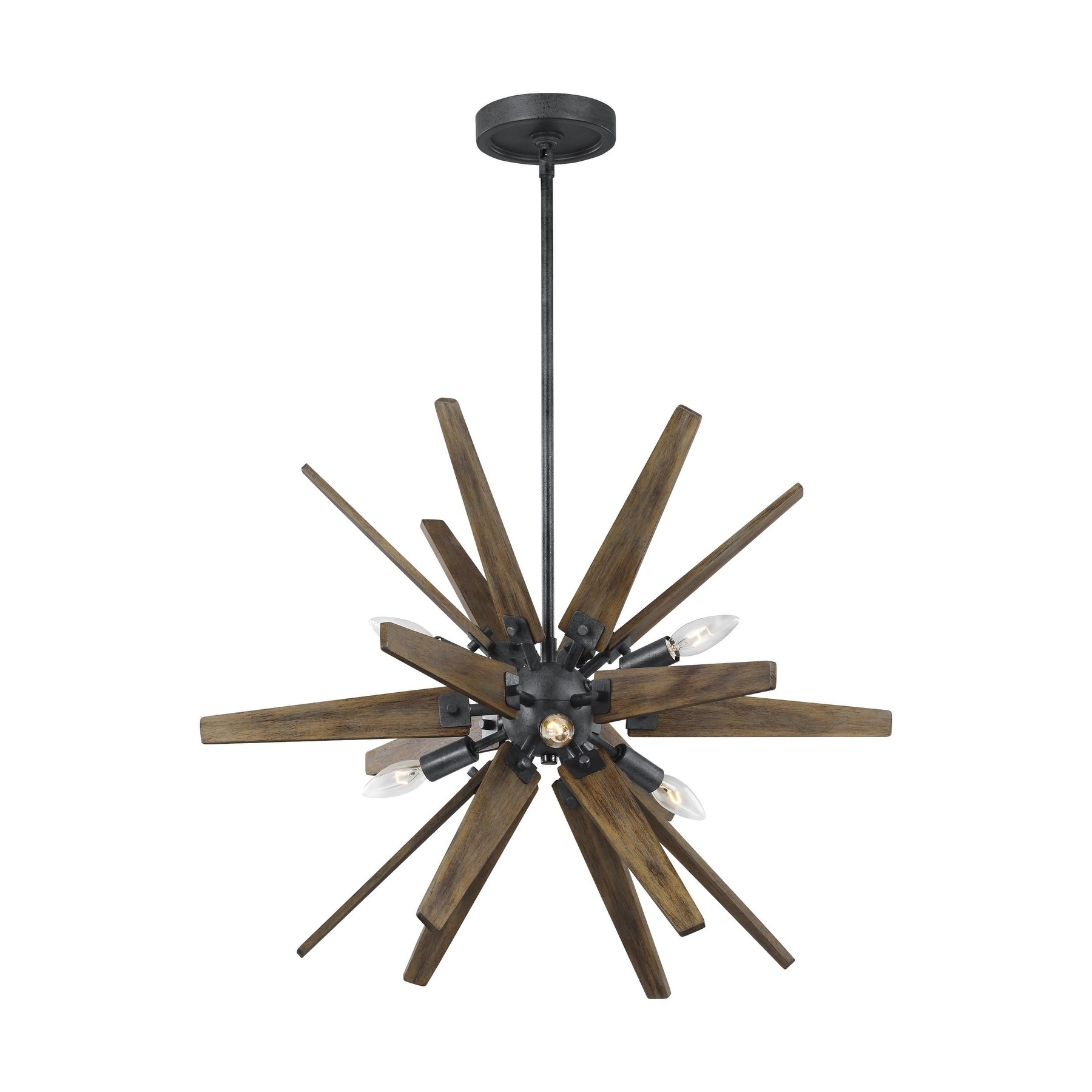 Thorne Dark Weathered Zinc and Weathered Oak Steel 6-light Chandelier - Chandeliers For Bedrooms by Overstock.com
