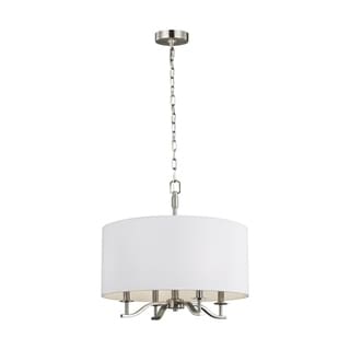 Hewitt Steel 4-light White Shade Chandelier (Satin) - Chandeliers For Bedrooms by Overstock.com