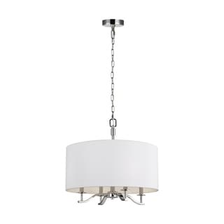 Hewitt Steel 4-light White Shade Chandelier (Polished) - Chandeliers For Bedrooms by Overstock.com