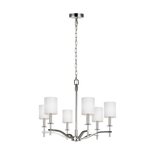 Hewitt Steel 6-light White Shade Chandelier (Polished) - Chandeliers For Bedrooms by Overstock.com