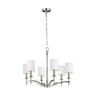 Hewitt Steel 6-light White Shade Chandelier (Satin) - Chandeliers For Bedrooms by Overstock.com