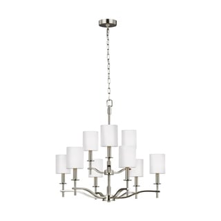 Hewitt Steel 9-light White Shade Chandelier (Satin) - Chandeliers For Bedrooms by Overstock.com