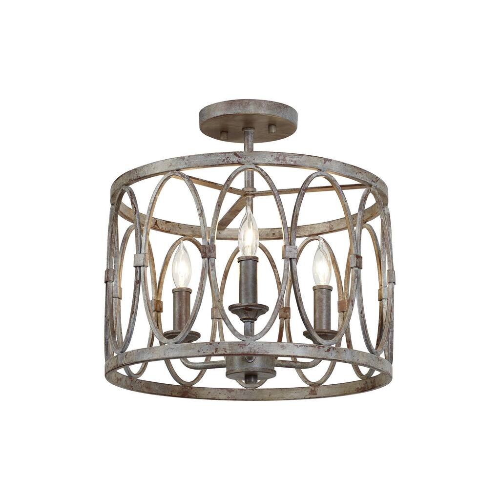 Patrice Deep Abyss Steel 3-light Semi Flush Mount