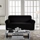 preview thumbnail 1 of 2, Enova Home Jacquard Polyester Spandex Box Cushion Black Loveseat Slipcovers