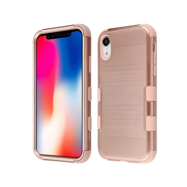 Shop Insten For Apple iPhone XR Rose Gold Tuff Hard TPU Hybrid Dual Layer Brushed Case Cover ...