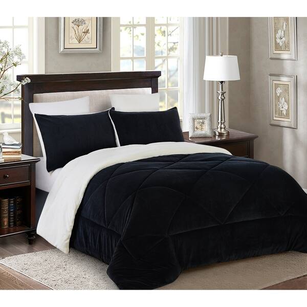 Shop Reversible 3 Piece Fleece Sherpa Down Alternative Comforter