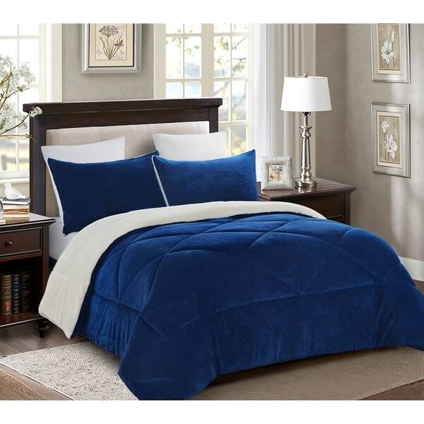 Shop Reversible 3 Piece Fleece Sherpa Down Alternative Comforter