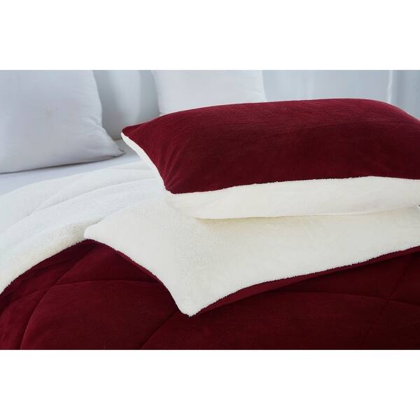Shop Reversible 3 Piece Fleece Sherpa Down Alternative Comforter