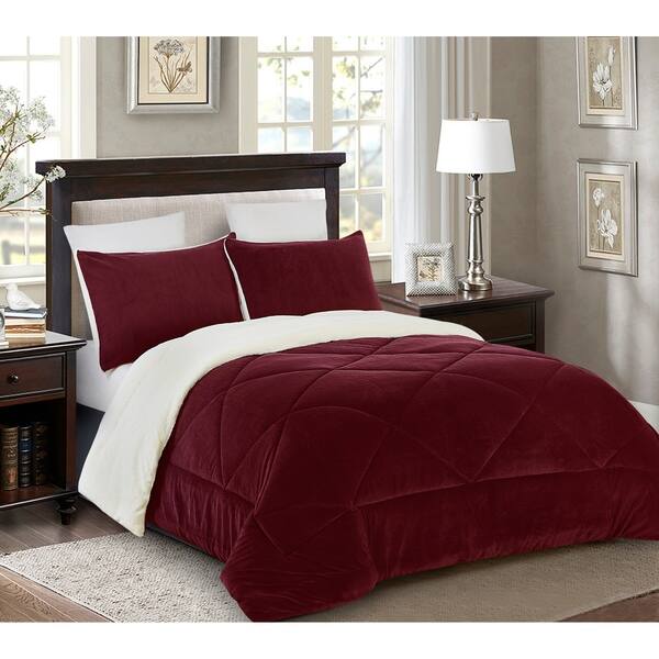 Shop Reversible 3 Piece Fleece Sherpa Down Alternative Comforter