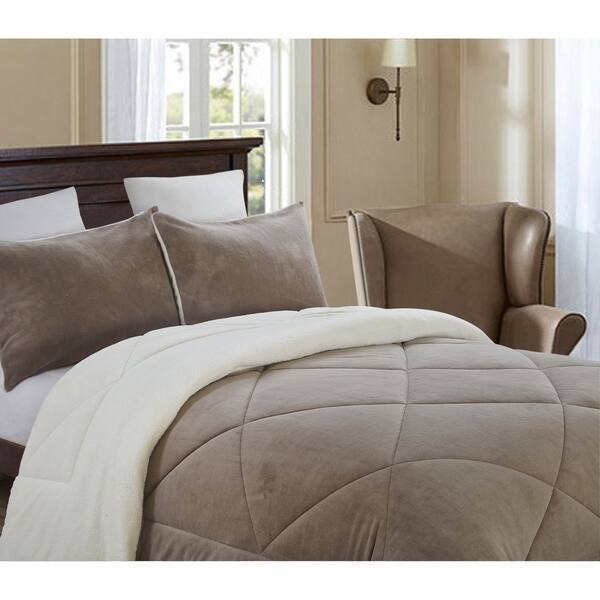 Shop Reversible 3 Piece Fleece Sherpa Down Alternative Comforter