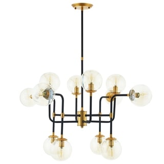 Strick & Bolton Blair Amber Glass/ Antique Brass 12-light Chandelier - 34 - Chandeliers For Bedrooms by Overstock.com
