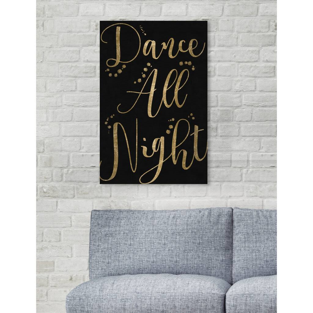 Oliver Gal 'Dance All Night Dark' Typography and Quotes Wall Art Canvas Print - Gold, Black