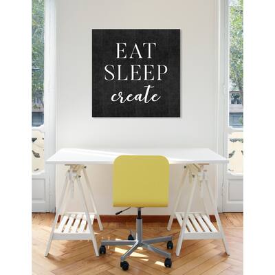 Oliver Gal 'Eat Sleep Create' Typography and Quotes Wall Art Canvas Print - White, Black