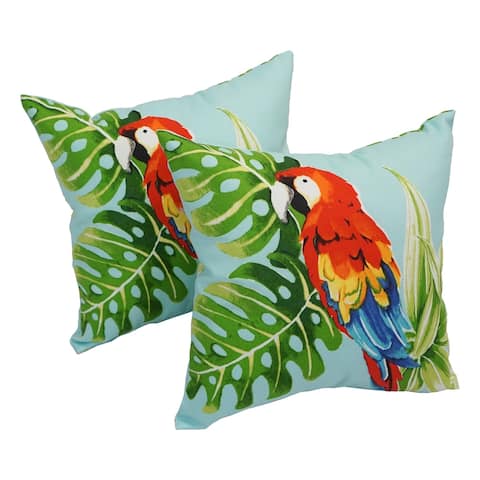 Solarium Parrot Palm 17-inch Indoor/Outdoor Throw Pillows (Set of 2)