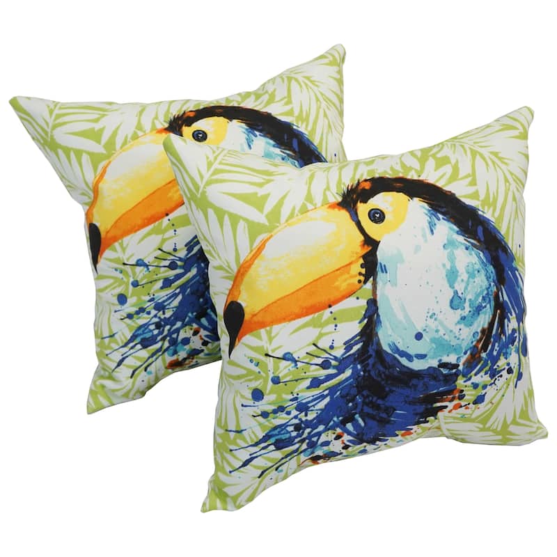 Solarium Toucan Leaf 17-inch Indoor/Outdoor Throw Pillows (Set of 2)