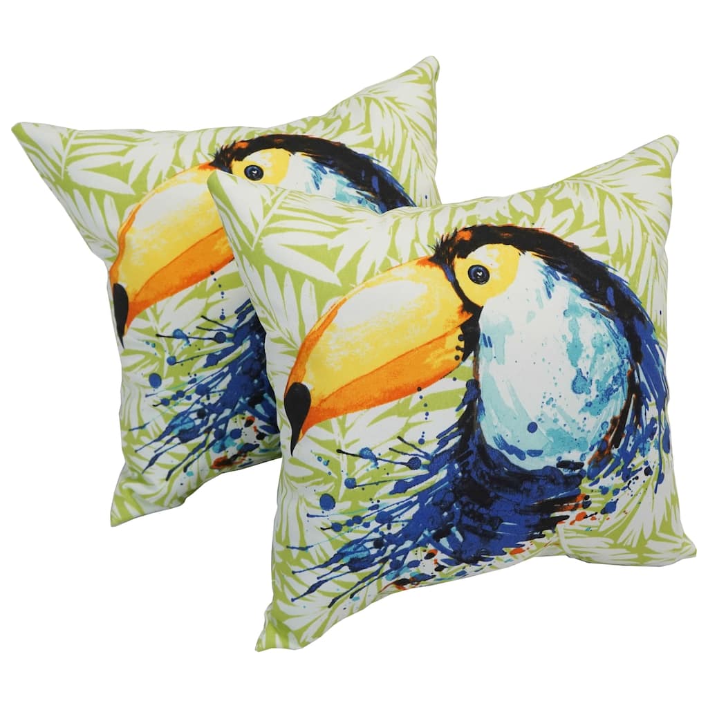 Solarium Toucan Leaf 17-inch Indoor/Outdoor Throw Pillows (Set of 2)
