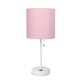 preview thumbnail 57 of 86, LimeLights Stick Lamp with USB charging port and Fabric Shade WHITE BASE/LIGHT PINK SHADE