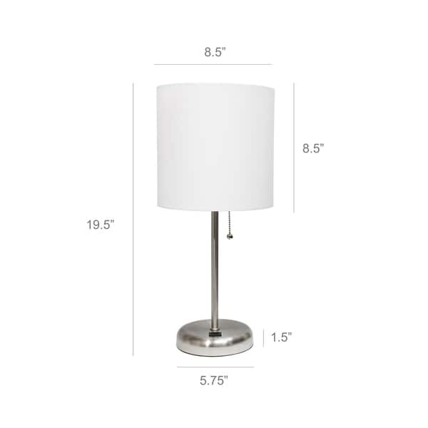 dimension image slide 6 of 16, LimeLights Stick Lamp with USB charging port and Fabric Shade