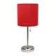 preview thumbnail 70 of 86, LimeLights Stick Lamp with USB charging port and Fabric Shade BRUSHED STEEL BASE/RED SHADE
