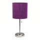 preview thumbnail 65 of 86, LimeLights Stick Lamp with USB charging port and Fabric Shade BRUSHED STEEL BASE/PURPLE SHADE