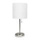preview thumbnail 26 of 86, LimeLights Stick Lamp with USB charging port and Fabric Shade Brushed  Steel/White