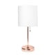 preview thumbnail 71 of 86, LimeLights Stick Lamp with USB charging port and Fabric Shade ROSE GOLD BASE/WHITE SHADE