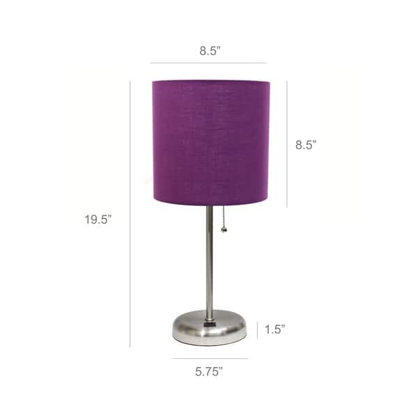 dimension image slide 13 of 16, LimeLights Stick Lamp with USB charging port and Fabric Shade