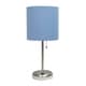 preview thumbnail 36 of 86, LimeLights Stick Lamp with USB charging port and Fabric Shade BRUSHED STEEL BASE/BLUE SHADE
