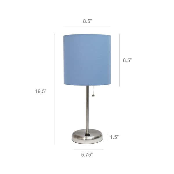 dimension image slide 8 of 16, LimeLights Stick Lamp with USB charging port and Fabric Shade