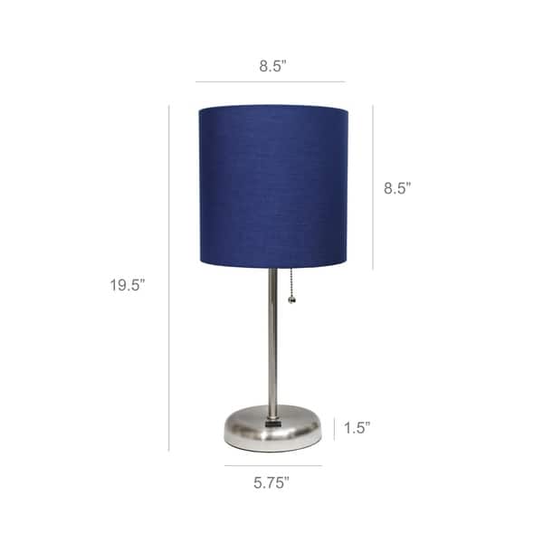 dimension image slide 11 of 16, LimeLights Stick Lamp with USB charging port and Fabric Shade